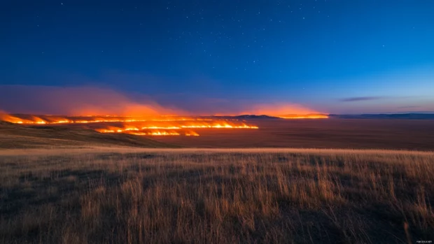 Empty steppes cloaked by endless night fires.