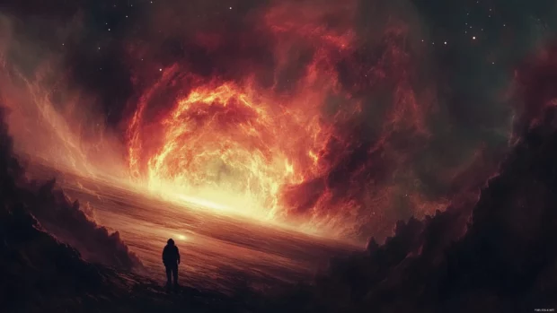 Enjoy a peaceful view of an astronaut drifting near a glowing nebula, best space wallpaper in 4K.