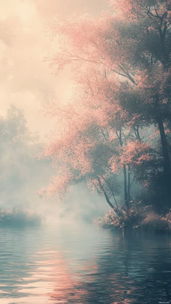 Ethereal mist moves gently across the lock screen, merging with soft pastel highlights.