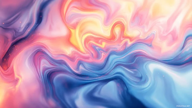 Evolving kaleidoscope of soft light pulses and melting colors, designed for trippy moving backgrounds.