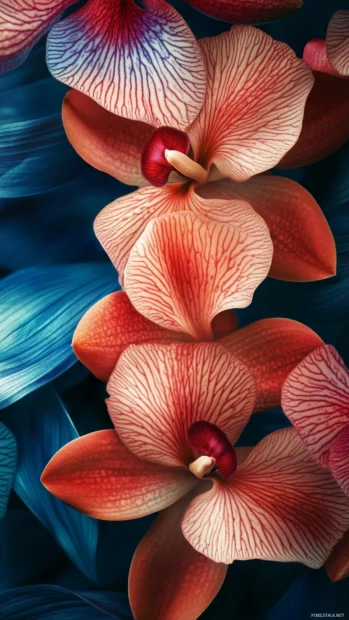 Exotic orchid iPhone lock screen wallpaper with intricate petal details.