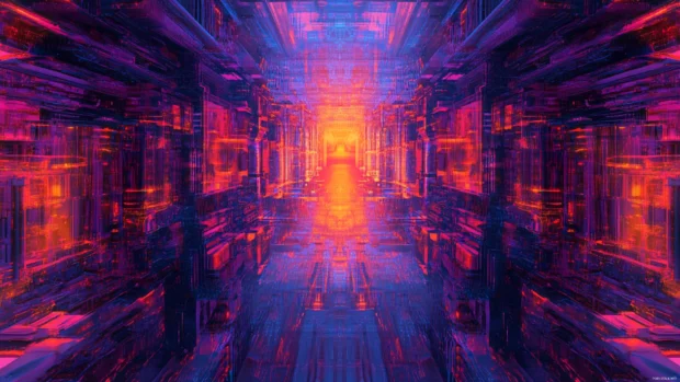 Expansive cyberpunk neon metropolis stretching to horizon inspired by Cyberpunk neon metropolis art.