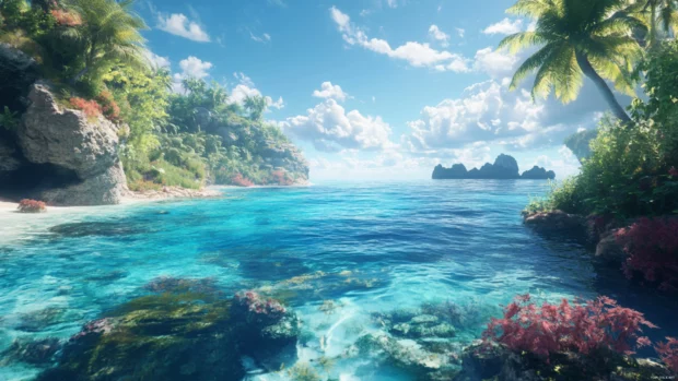 Explore the beauty of Digital ocean, rendered in 4K scenic wallpapers for PC.