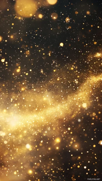 Faint glimmers of gold stars cradling sleepy valleys, illuminating the beauty of soft golden star field wallpaper.