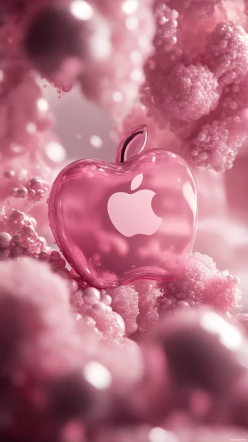 Fashion inspired Pink Apple Wallpapers designed with rose pink tones and Apple logo charm.