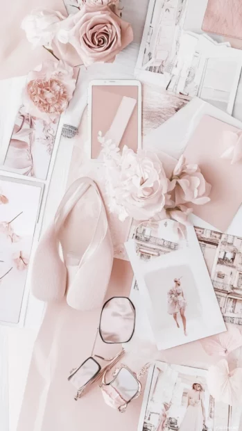 Feminine fashion board with blush tones and motivational notes.
