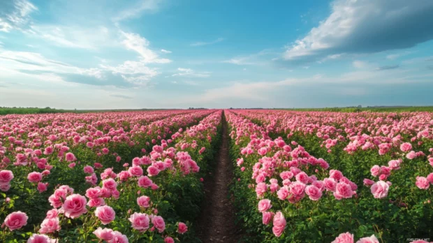 Field of Beautifull Roses stretching to the horizon.