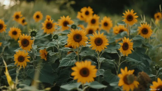 Fields of sunflowers tilt toward the afternoon sun.