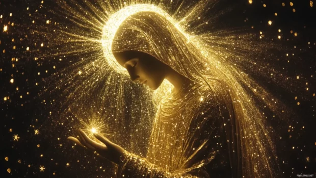 Fine golden dust weaving intricate constellations, whispering the glow of high resolution gold star design.