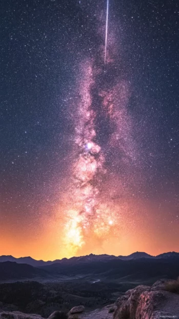 Flat stars bursting like fireworks in pink skies.