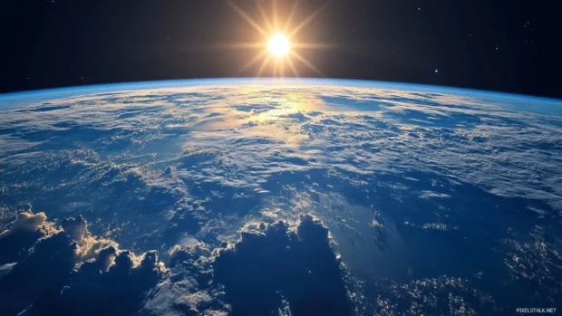 Floating in zero gravity above the Earths curvature, popular among space background themes.