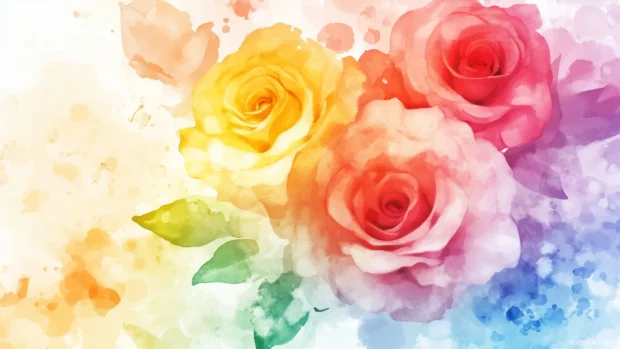 Floral background, watercolor, bouquet of colors.