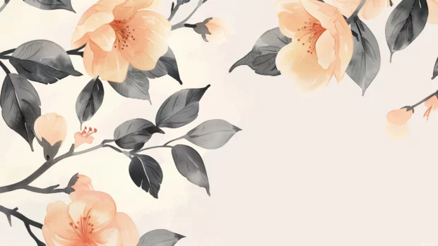 Floral watercolor background with blooming flowers.