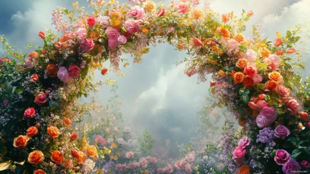 Flower arch in spring wedding.