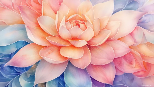 Flower background, watercolor, intricate petal details.
