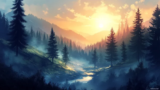 Forest PC Wallpapers featuring serene pine trees in ultra clarity.