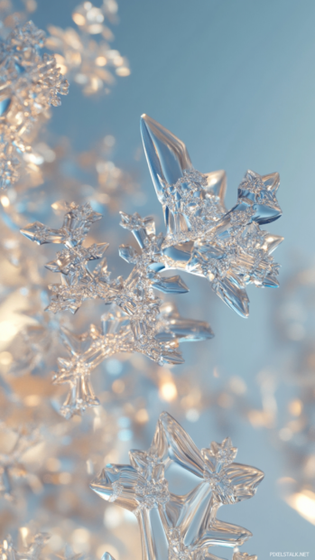 Fractal ice shards glimmering in pale blue light.