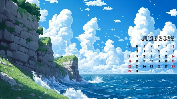 Free Download June 2025 Calendar Computer Wallpaper.