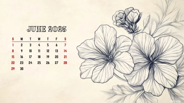 Free Download June 2025 Calendar Wallpaper HD 1080p.