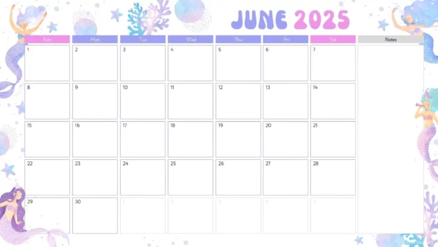 Free Download June 2025 Calendar Wallpaper for PC.