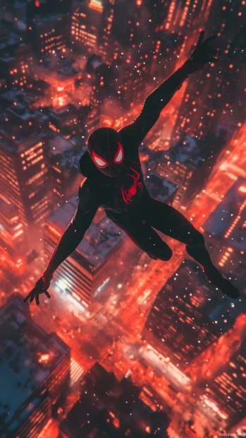 Free download Spiderman cartoon wallpaper featuring Miles Morales in action for iPhone.