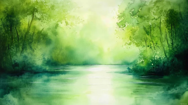 Fresh green watercolor background with lively, natural tones.