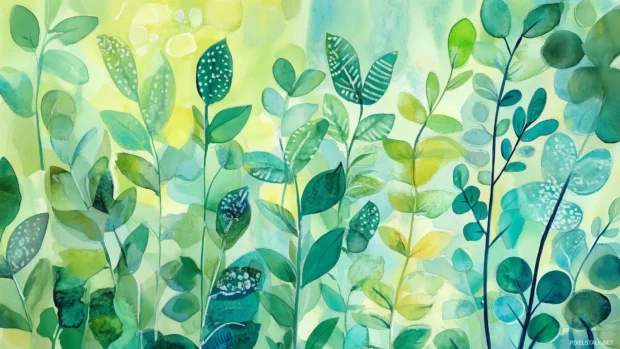 Fresh green watercolor background with lively vibrant.