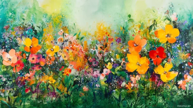Fresh green watercolor background with vivid, lively hues.