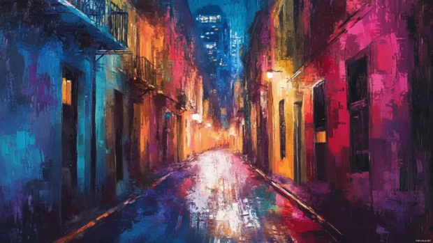 From soft tones to high contrast, Night street alley fits desktop wallpapers in 4K perfectly.