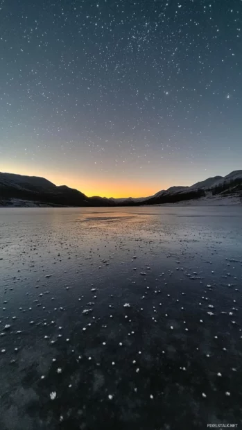 Frozen lakes whispering secrets to the starry sky.
