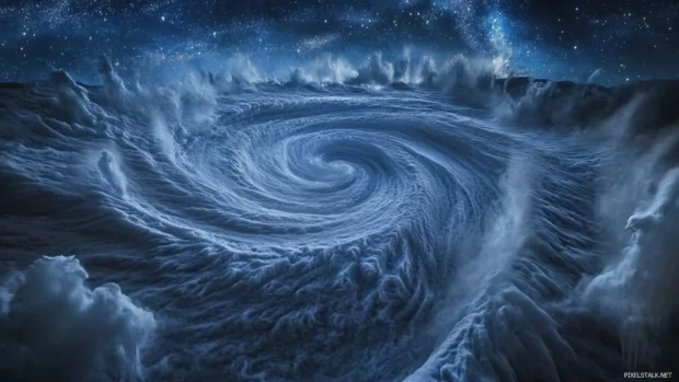 Frozen oceans mirroring swirling starry storms, painting the wonder of high resolution galaxy stars wallpaper.