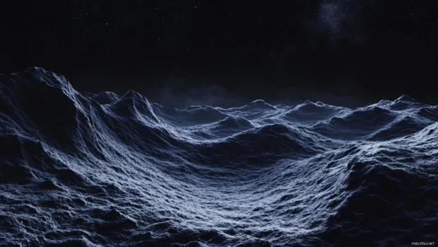 Frozen valleys echoing black starry brilliance.
