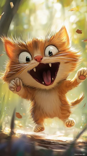 Funny Lock screen Wallpapers with cartoon cats pulling silly pranks.