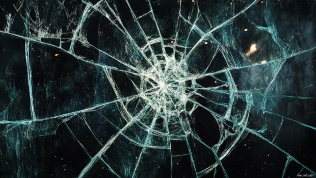 Futuristic Broken Screen wallpaper design with glowing fracture lines desktop.