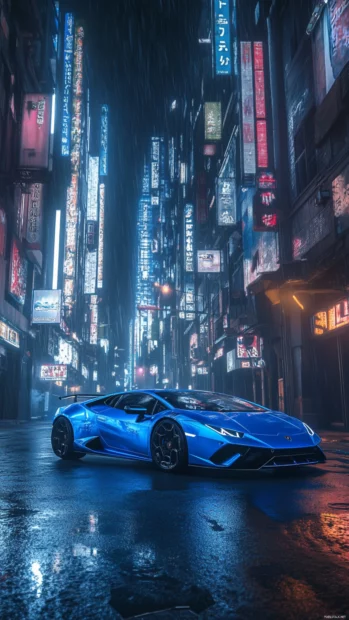 Futuristic Lamborghini Wallpapers with neon lit blue Huracn.