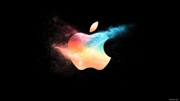 Galaxy themed Cool Apple wallpaper with dynamic apple logo aesthetic.