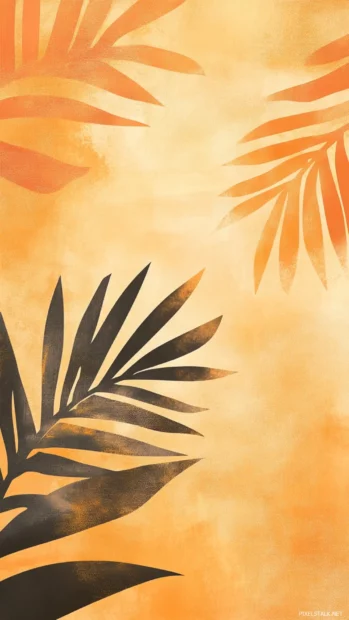 Gentle Summertime hues dance across palm leaf silhouettes in golden light.