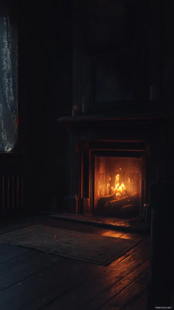 Gentle flames flickering in a darkened room.