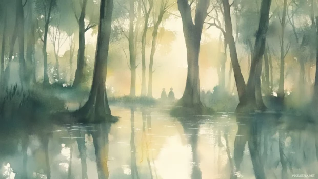 Gentle pastel watercolor background with soft, muted colors.