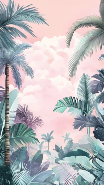 Gentle summer vibes flowing through light tropical illustrations and soft patterns with a dreamy, aesthetic feel.