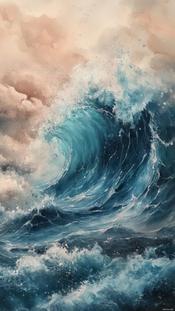 Gentle waves of watercolor blend across the lock screen adding soft artistic tones.