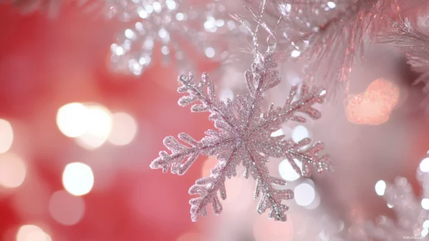 Glittering snowflakes falling over a girly winter wonderland.