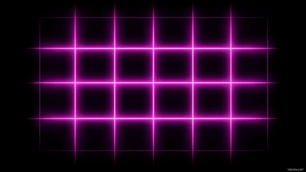 Glowing purple neon squares, softly illuminating black canvas.
