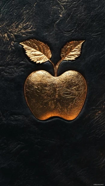 Golden Apple logo embossed on dark velvet.