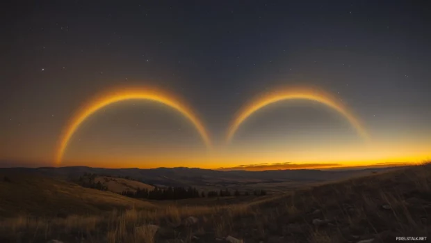 Golden halos crowning sleepy hilltops.