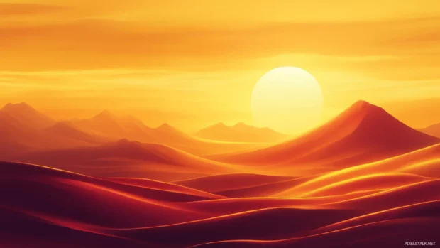 Golden hour in the desert landscapes, highlighted in Nature PC Wallpapers with warm tones and shadows.