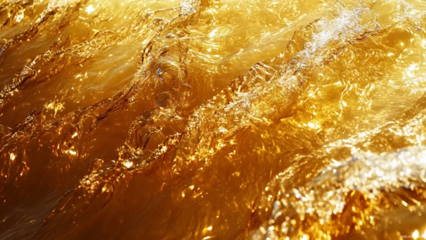 Golden reflections dancing across Pretty Ocean waves.
