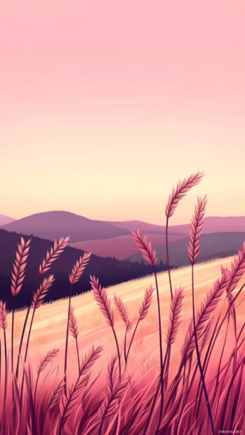 Golden wheat fields fading into pastel morning skies, Clean and Elegant style.