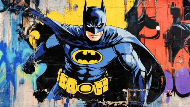 Graffiti style Batman illustration, ideal for urban Batman PC wallpaper collections.