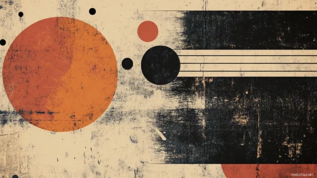 Grunge film grain background with minimalist retro icons.